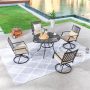 Patio Festival 5-Piece Round Metal Outdoor Dining Set with Beige Cushions - Image 1
