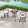Patio Festival 3-Piece Metal Square Outdoor Dining Set with Beige Cushions PF19032-144 - Image 1