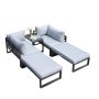 moda furnishings Lois 5-Piece Patio Conversation Sets with Beige Cushions - Image 1