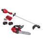 Milwaukee M18 FUEL 18V Brushless Cordless 17 in. Dual Battery String Trimmer w/14 in. Top Handle Chainsaw, (2) Battery, Charger - Image 1
