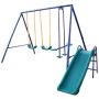 Tidoin Metal Outdoor Swing Set with Slide and Sturdy A-Framed - Image 1