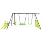 Tidoin Six Function Metal Outdoor Swing Set with Slide, Basketball Hoop - Image 1