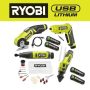 RYOBI USB Lithium 4Tool Combo Kit w/Screwdriver, Glue Pen, Rotary Tool, Power Cutter, Batteries, Charger &(2) 2.0 Ah Batteries - Image 1