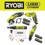 RYOBI USB Lithium 4Tool Combo Kit w/Screwdriver, Glue Pen, Rotary Tool, Power Cutter, Batteries, Charger &(2) 3.0 Ah Batteries - Image 1