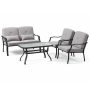 Costway 4 PCS Patio Metal Patio Conversation Set Outdoor Sofa Tempered Glass Coffee Table with Gray Cushions - Image 1