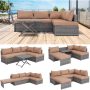 GOOEEN Grey 4-Piece Wicker Patio Furniture Sets Outdoor Sectional Sofa Set Sectional with Brown Cushions and Table - Image 1