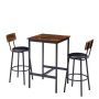 WELLFOR 3-Piece Metal Frame Outdoor Dining Set-Rustic Brown - Image 1