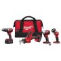 Milwaukee M18 18V Lithium-Ion Cordless Combo Kit (4-Tool) w/(2)3.0Ah Batteries, (1)Charger, (1)Tool Bag, Hole Saw Set(13-Pc) - Image 1