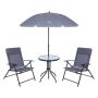 NICE C 4-Piece Patio Table and Chairs, 1 Glass Table, 2 Folding Chairs and Tilt Umbrella Patio Set (Grey) - Image 1
