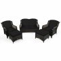 WELLFOR 5-Piece Wicker Patio Conversation Set with Black Cushion and Ottoman - Image 1