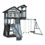 Backyard Discovery Whispering Point All Wooden Cedar Outdoor Playset with Upper Clubhouse, Web Swing, Rock Wall and Wave Slide - Image 1