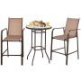 Gymax 3-Pieces Patio Bar Set Outdoor Bistro Set 2 Stools, 1 Tempered Glass Table Brown - Image 1