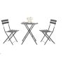 ITOPFOX Gray 3-Piece Metal Patio Outdoor Bistro Balcony Metail Chair Table Set with Beige Cushions - Image 1