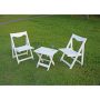 3-Piece HIPS Material Outdoor Bistro Set Foldable Small Table and Chair Set with 2 Chairs and Rectangular Table, White - Image 1