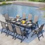 PHI VILLA 9-Piece Metal Patio Outdoor Dining Set with Rectangle Extensible Table and Padded Folding Sling Chair - Image 1