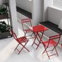 Cesicia 3-Pieces Patio Metal Outdoor Bistro Set of Foldable Square Table and Chairs in Red - Image 1