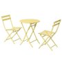 Cesicia 3-Pieces Patio Metal Outdoor Bistro Set of Foldable Round Table and Chairs in Yellow - Image 1