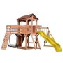 Backyard Discovery Sterling Point All Cedar Wood Children's Swing Set Playset w/ Elevated Clubhouse Balcony Web Swing and Yellow Wave Slide - Image 1