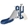 Blue and Gray 5-in-1 Freestanding Spaceship Playset with Slide, Telescope and Basketball Hoop - Image 1