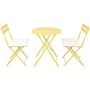 Tenleaf 3-Piece Yellow Metal Round Table Outdoor Bistro Set with Beige Cushions - Image 1
