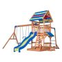Backyard Discovery Beach Front All Cedar Wood Outdoor Children's Playset Swing Set w/ Monkey Bars Wave Slide Rockwall and Play Accessories - Image 1