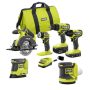 RYOBI ONE+ 18V Cordless 4-Tool Combo Kit with 1.5 Ah Battery, 4.0 Ah Battery, Charger, and (2) Sanders - Image 1