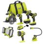 RYOBI ONE+ 18V Cordless 4-Tool Combo Kit with 1.5 Ah Battery, 4.0 Ah Battery, Charger, and 3-Tool Lighting Kit - Image 1