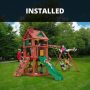 Gorilla Playsets Professionally Installed Nantucket Wooden Outdoor Playsets with Wave Slide, Rock Wall, and Backyard Swingset Accessories - Image 1