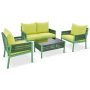 Angel Sar 4-Piece Woven Rope Patio Conversation Set Deep Seating with Tempered Glass Table and Thick Cushion, Green - Image 1