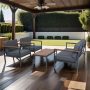 Harper & Bright Designs 4-Piece Metal Outdoor Patio Conversation Set with Dark Gray Cushions and Acacia Wood Tabletop - Image 1