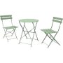 Yangming 3-Piece Steel Frame Round Table Patio Outdoor Bistro Dining Set, Foldable Patio Table and Chairs Furniture, Bean Green - Image 1