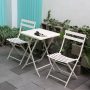 White 3-Piece Metal Outdoor Patio Bistro Set, Foldable Square Table and Chairs, Modern Folding Outdoor Dining Set - Image 1