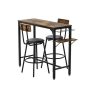 3-Piece Metal Outdoor Bistro Set with Wood Top Metal Base side table Industrial Bar Table, Black Cushions - Image 1