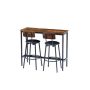 3-Piece Metal Outdoor Bistro Set with 2 stools, PU Soft Seat with Backrest, Black Cushions, Industry Style, Rustic Brown - Image 1