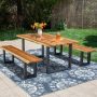 PHI VILLA Brown 3-Piece Outdoor Dining Set with Acacia Wood Table and Acacia wooden Bench - Image 1