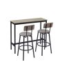 3-Piece Metal Outdoor Bistro Set with 2 stools, PU Soft Seat with Backrest, Black Cushions, Industry Style, Gray - Image 1