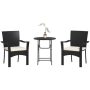 Outsunny Black 3-Piece PE Rattan Metal 27.5 in. Round Outdoor Bistro Set with White Cushions - Image 1