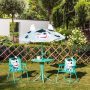 4-Piece Patio Bistro Set Metal Outdoor Dining Set Outdoor Folding Garden Furniture with Adjustable Sun Umbrella - Image 1