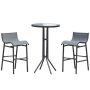 Outsunny 3-Piece Metal Round 33 in. Bar Height Outdoor Bistro Set with Comfortable Design and Strong Build, Charcoal Gray - Image 1