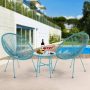 Tenleaf 3-Piece Blue All-Weather PE Rattan Wicker Outdoor Bistro Set with Side Table - Image 1