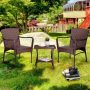 Zeus & Ruta 3 Pieces Brown PE Rattan Wicker Patio Outdoor Bistro Sets - Image 1