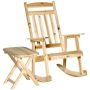 Zeus & Ruta 2-Piece Natural Brown Wood Outdoor Bistro Set with Armrests and High Back Rocking Chair and Portable Side Table - Image 1