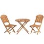 Zeus & Ruta Natural Wood Finish 3-Piece Acacia Wood Outdoor Bistro Set, Foldable Bistro Table and Chairs for Garden Backyard Balcony - Image 1