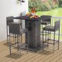 Zeus & Ruta Gray 5-Piece Metal Wicker Outdoor Dining Set with Four Bar Chairs and Square Bar Table - Image 1