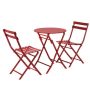 Miscool Anky Red Patio 3-Piece Metal Round Table and 2-Chairs Foldable Outdoor Bistro Set - Image 1