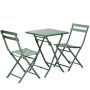 Miscool Anky Dark Green Patio 3-Piece Metal Square Table and 2-Chairs Foldable Outdoor Bistro Set - Image 1