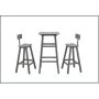 3-Piece Grey HDPE Plastic Outdoor Bistro Set, All Weather Bar Height Table and Chairs for Spas, Cafes, Swimming Areas - Image 1