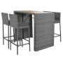 Zeus & Ruta 5-Piece Gray Wicker Bar Height Outdoor Dining Set with Non-Slip Feet, Fixed Rope, Gray Cushions, Wood Table Top - Image 1