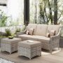 Toject Eureka Grey 3-Piece Modern Wicker Outdoor Patio Conversation Sofa Seating Set with Beige Cushions - Image 1
