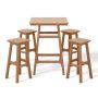 WESTIN OUTDOOR Laguna 5-Piece Fade Resistant HDPE Plastic Outdoor Patio Square Bar Height Pub Set, Matching Barstools in Teak - Image 1